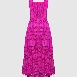 Pink Nyssi shirt dress with broderie embroidery Charo Ruiz