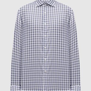 Blue checkered shirt ISAIA
