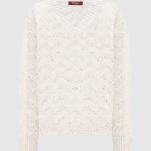 White FELINO pullover with sequin pattern Max Mara