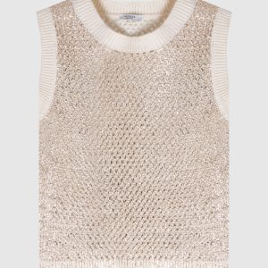 Beige openwork top Peserico