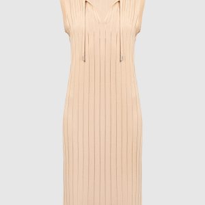 Beige midi dress with monil chain Peserico