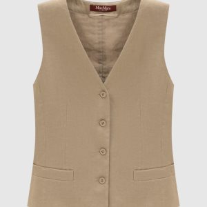 Brown linen CARNET vest Max Mara