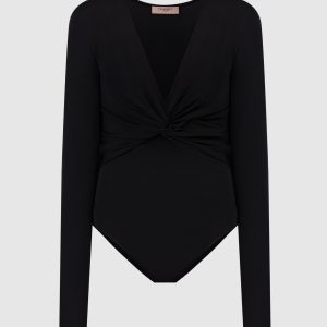 Black bodysuit with drape Twinset