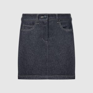 Giubba blue denim skirt with logo patch Max Mara