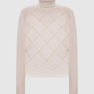 Beige wool, silk and cashmere sweater with beads Peserico