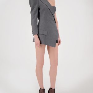 One-shoulder wool bustier jacket Balmain
