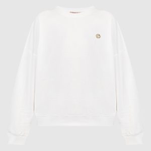 White sweatshirt with logo Twinset