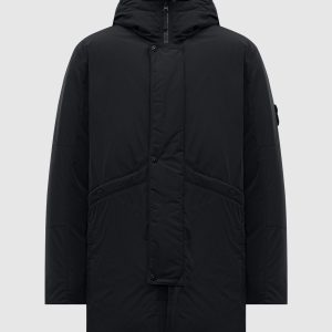 Black down jacket with logo Stone Island