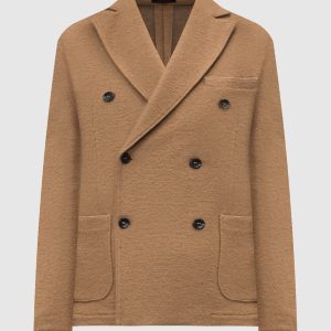 Brown double-breasted blazer with wool Officina 36
