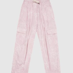 Children's pink floral print cargo pants with monil chain Brunello Cucinelli