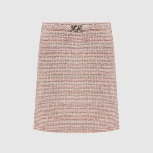 Pink tweed skirt with metallic Medusa logo Versace