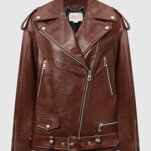 Brown leather jacket Babe Pay Pls
