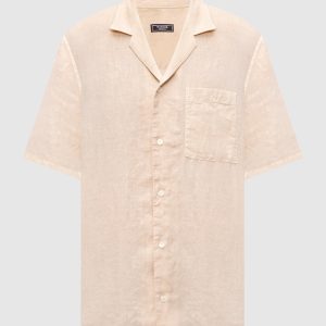 Beige linen short-sleeved shirt Peserico