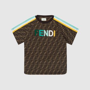 Children's T-shirt in FF print with logo embroidery Fendi
