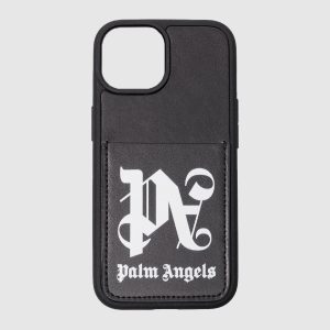 Black case for IPHONE 15 with logo print Palm Angels