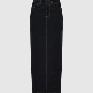 Black denim maxi skirt WARDROBE.NYC