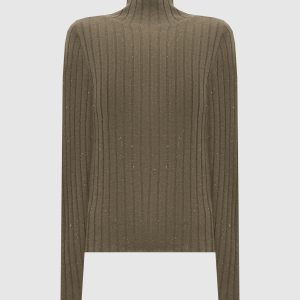 Green ribbed wool golf with lurex Peserico