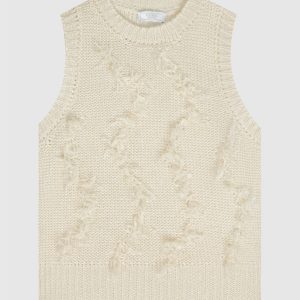Beige linen waistcoat with fringe Peserico
