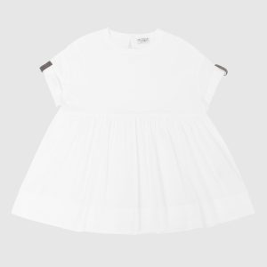 Children's white combo top with chains Brunello Cucinelli