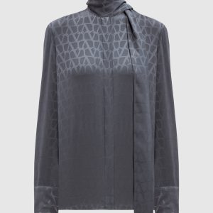 Gray Toile Iconographe silk blouse Valentino