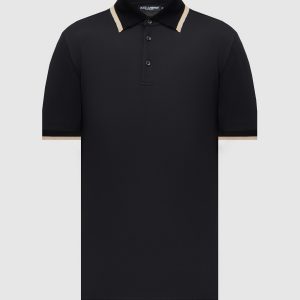 Black polo shirt with logo patch Dolce&Gabbana