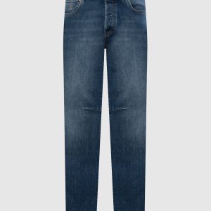 Blue distressed jeans with logo patch Brunello Cucinelli