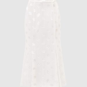 Beige midi skirt with logo monogram pattern silk Dolce&Gabbana