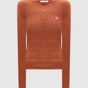 Brown ribbed pullover Twinset