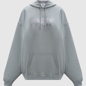 Gray melange hoodie with crystals Vetements