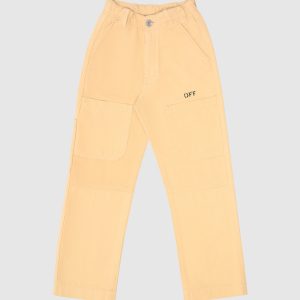 Beige pants with logo print Off-White