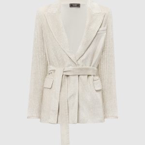Beige corduroy jacket with lurex Peserico