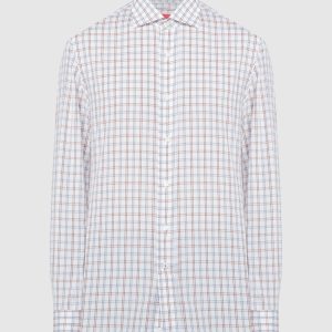 A white checkered straight cut shirt ISAIA