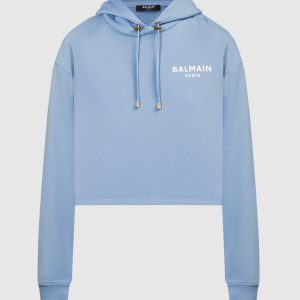 Blue hoodie with logo print Balmain