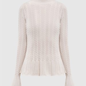 Beige golf with patterned wool Twinset