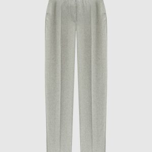 Gray woolen pants with monil chain with lurex Peserico