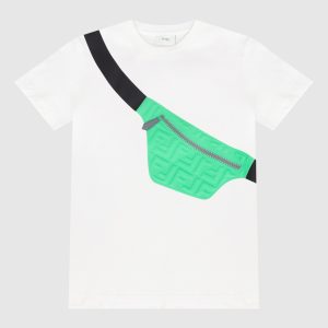 Children's white t-shirt with print Fendi