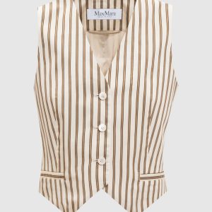 Beige FAUNO striped vest with silk Max Mara