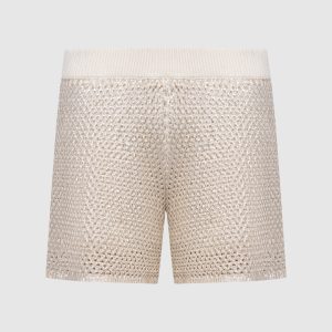 Golden shorts in an openwork pattern with linen Peserico