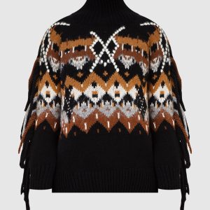 Patterned and fringed wool and cashmere sweater Ermanno Scervino