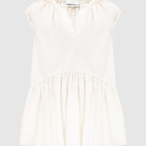 Melanie Light Beige Ruffled Top Deveaux