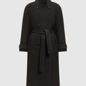 Brown double-breasted coat with wool and cashmere Peserico