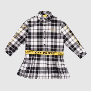 Children's gray checkered shirt dress Off-White