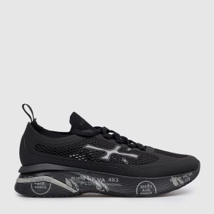 Black MOERUN sneakers with textured emblem Premiata