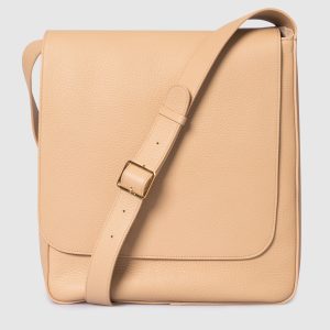 Avery Beige Leather Messenger Bag The Row