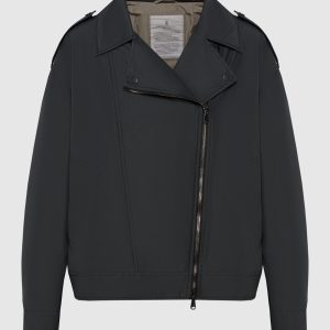 Gray jacket in the style of a cowhide with a monil chain Brunello Cucinelli