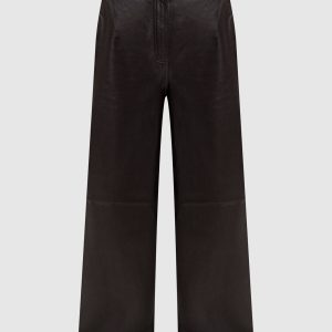 Brown leather pants Yves Salomon
