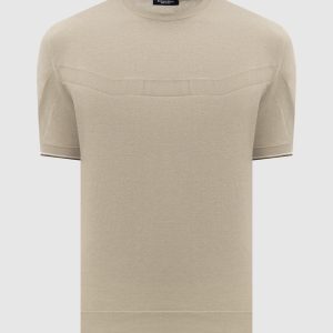 Khaki T-shirt with monogram pattern Stefano Ricci