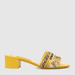 Karol yellow combination mules with logo embroidery Dolce&Gabbana