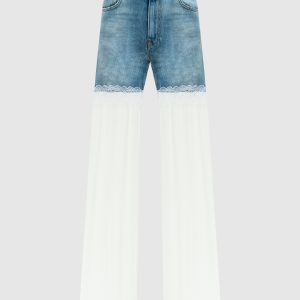 Blue combined jeans with lace Nensi Dojaka
