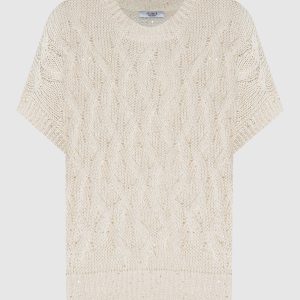 Beige vest with a textured pattern with sequins Peserico